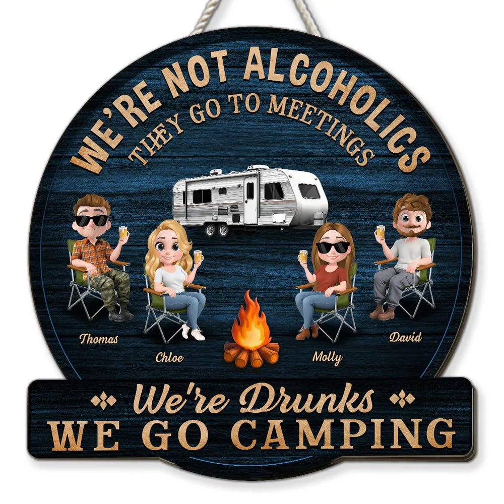 Personalized Wooden Sign, Funny Camping Squad Campfire Scene, Unique Gift for Camping Friends
