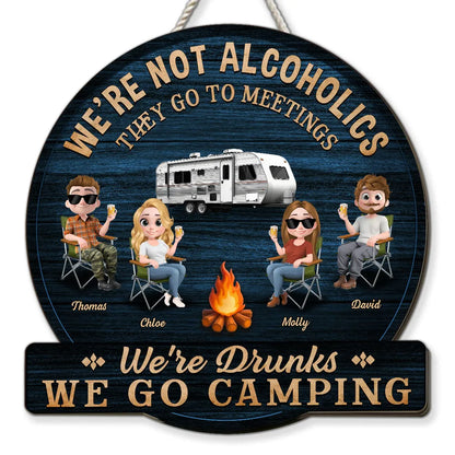 Personalized Wooden Sign, Funny Camping Squad Campfire Scene, Unique Gift for Camping Friends