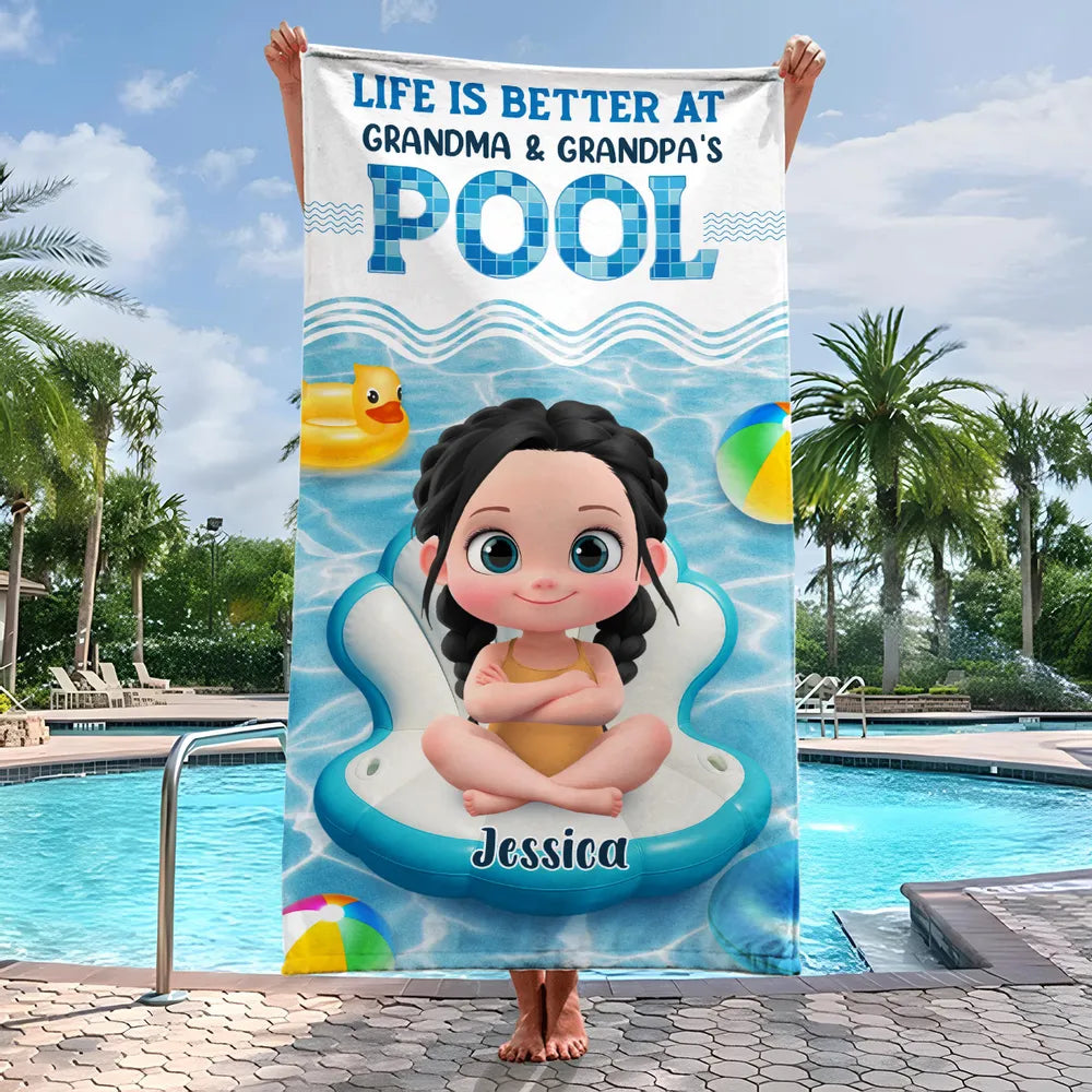Life Is Better at Grandma & Grandpa's Pool” Personalized Beach Towel 商品缩略图