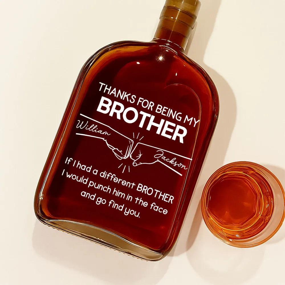 Glass Spirits Decanter with Brother Engraved Design, Heartfelt Gift Choice for Special Occasions