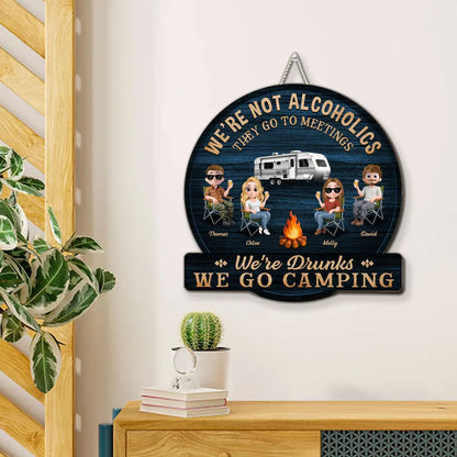 Personalized Wooden Sign, Funny Camping Squad Campfire Scene, Unique Gift for Camping Friends