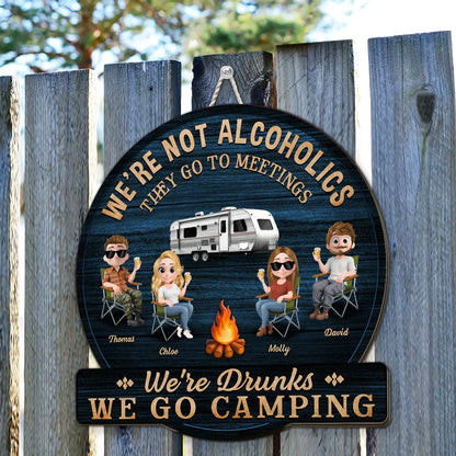 Personalized Wooden Sign, Funny Camping Squad Campfire Scene, Unique Gift for Camping Friends