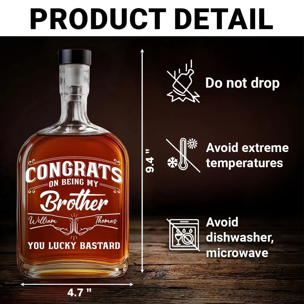 Spirits Decanter, Personalized Custom and Airtight Stopper, Unique Funny Gift for Brother, Home Bar Elegance
