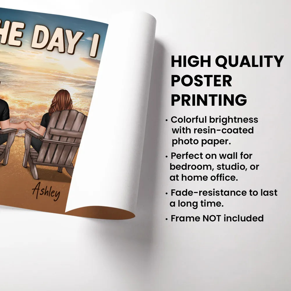 You Complete Me Personalized Poster – The Day I Met You Quote Art for Couples, Romantic Gift Idea