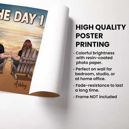 You Complete Me Personalized Poster – The Day I Met You Quote Art for Couples, Romantic Gift Idea