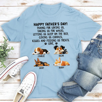 Personalized Classic Tee with Dog Message Happy Father's Day Thanks For Loving Me - Unique Gift for Dad