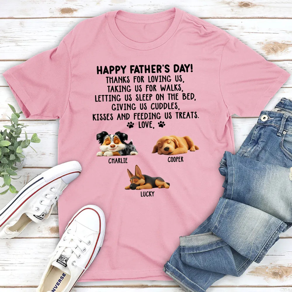 Personalized Classic Tee with Dog Message Happy Father's Day Thanks For Loving Me - Unique Gift for Dad