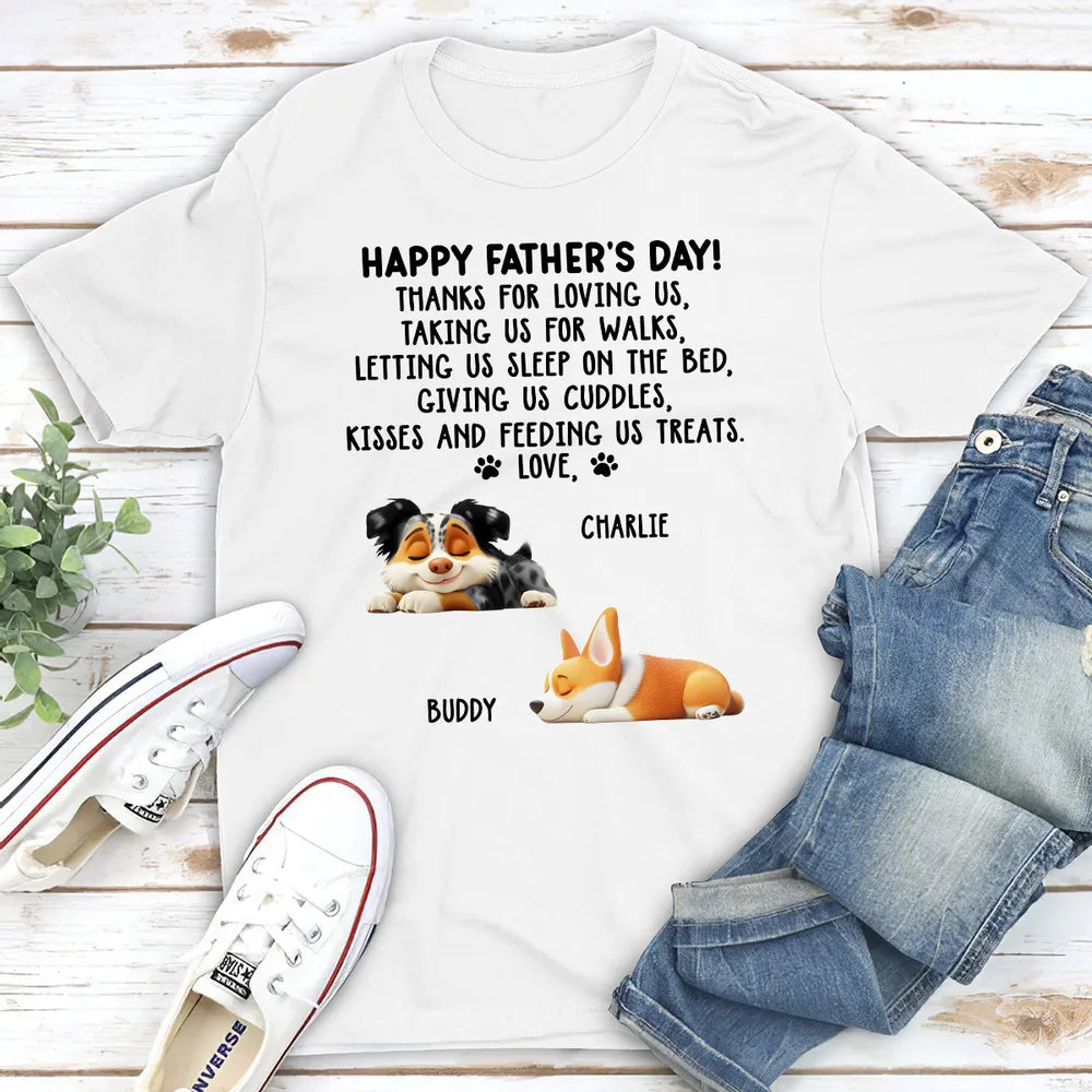 Personalized Classic Tee with Dog Message Happy Father's Day Thanks For Loving Me - Unique Gift for Dad