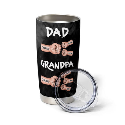 “Dad & Grandpa” Insulated Travel Tumbler - Fist-Bump Design, Custom Names, Heart-Warming Family Present