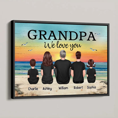 Poster Personalized Grandpa Beach Scene Family Art, You Are Our World, Vintage Style, Unique Gift from Grandkids