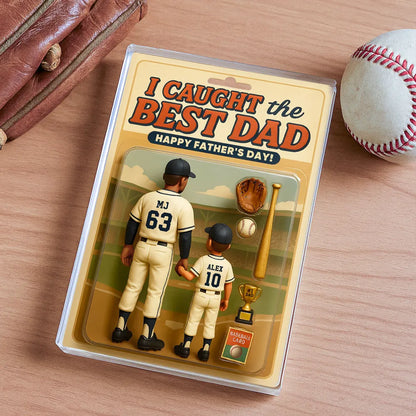 Custom Baseball Action-Figure Style Acrylic Block Plaque – “I Caught the Best Dad” Baseball Father’s Day Gift