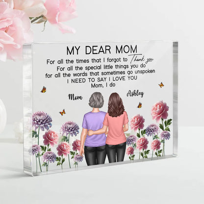 Mother-Daughter Acrylic Plaque with Flower Field Design