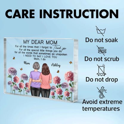Mother-Daughter Acrylic Plaque with Flower Field Design
