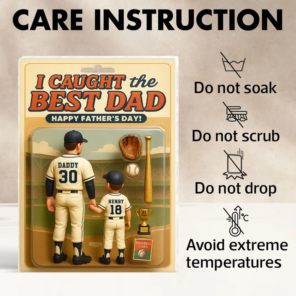 Custom Baseball Action-Figure Style Acrylic Block Plaque – “I Caught the Best Dad” Baseball Father’s Day Gift