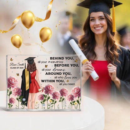 Floral Acrylic Graduation Keepsake for Class of 2025, Inspirational Gift for Her or Him