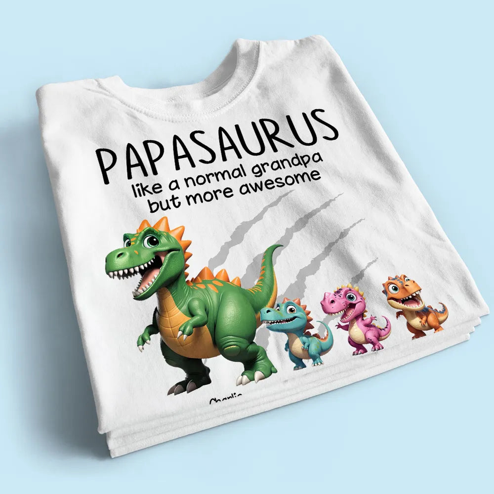 Personalized Papasaurus Classic Tee with Cute Dinosaur Crew Funny Grandpa Gift for Father's Day and Everyday Smiles