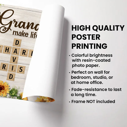 Custom Poster or Canvas with 'Grandkids Make Life More Grand' Design