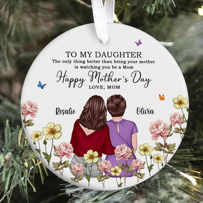 To My Daughter – Personalized Birth Month Flower Ceramic Ornament and More – A Special Gift for Daughter