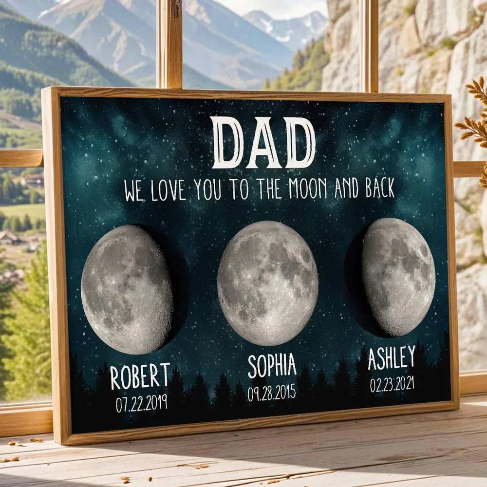 Personalized Moon Phase Poster for Dad, Custom We Love You To The Moon ...