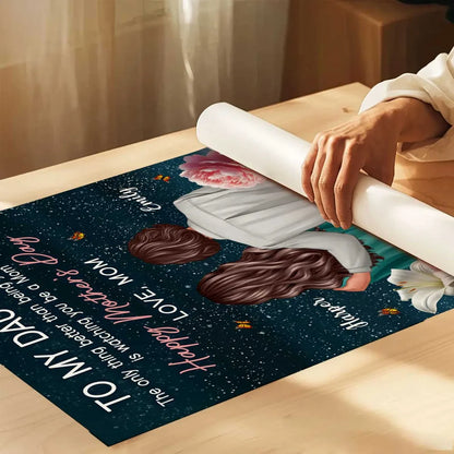 Custom Poster or Canvas for Daughter – Beautiful Mother and Daughter Hug with Floral Background, Ideal Gift for Mother’s Day