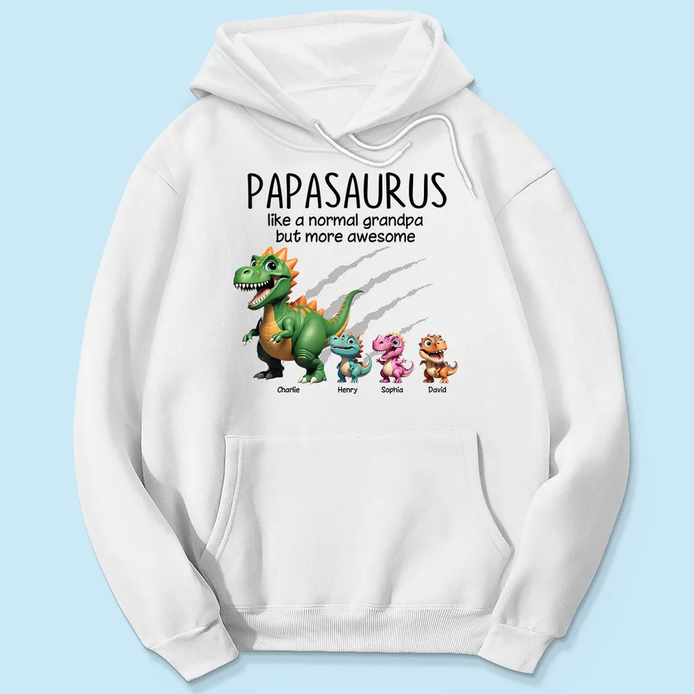 Personalized Papasaurus Classic Tee with Cute Dinosaur Crew Funny Grandpa Gift for Father's Day and Everyday Smiles