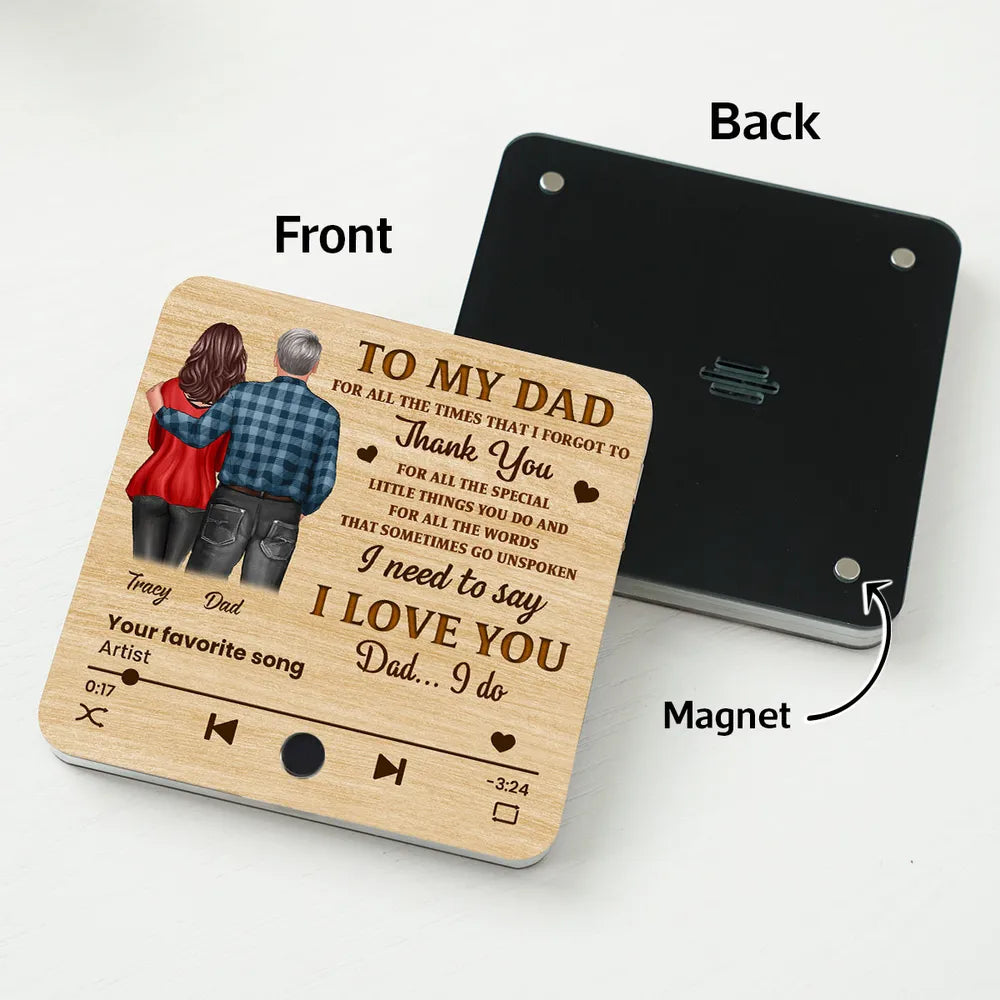 Acrylic Music Magnet with Wood Texture, Custom Play Button Design