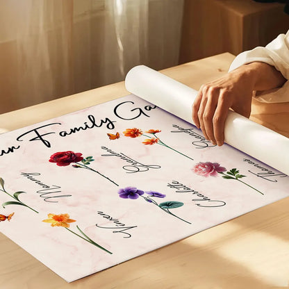Our Family Garden Poster – Personalized Floral Family Wall Art, Cozy Home Décor, a Heartwarming Gift for Parents or Grandparents