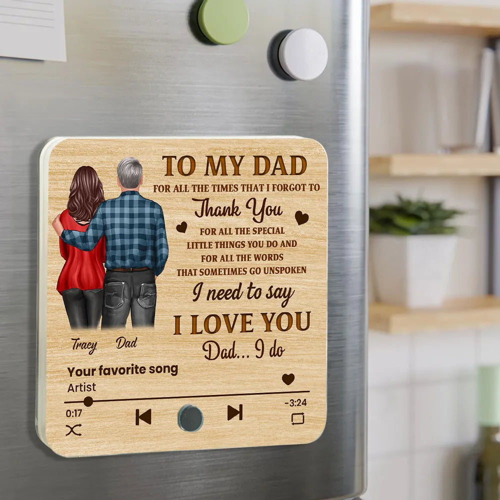 Acrylic Music Magnet with Wood Texture, Custom Play Button Design