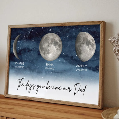 Custom Starry Night Poster Moon Phases for Dad A Meaningful Family Keepsake Wall Decor Gift