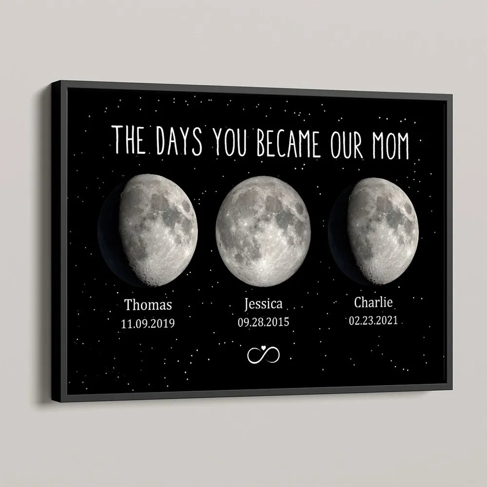 Moon Phase Poster, Customizable Starry Night Art for Mom or Grandma, We Love You to the Moon & Back, a Unique Gift