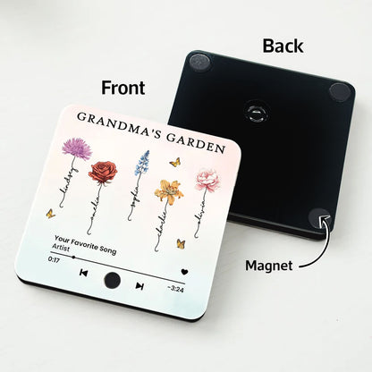 ''Grandma’s Garden'' - Personalized Music Magnet for Grandma with Floral Design