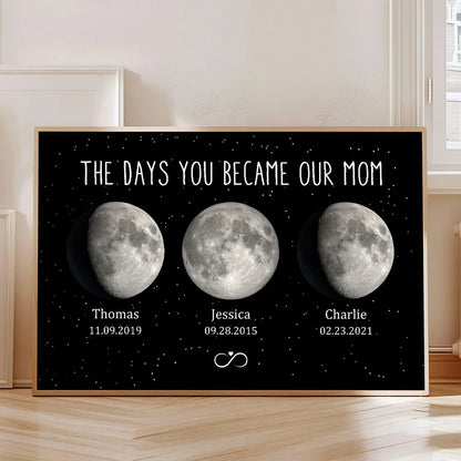 Moon Phase Poster, Customizable Starry Night Art for Mom or Grandma, We Love You to the Moon & Back, a Unique Gift