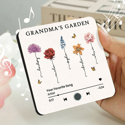 ''Grandma’s Garden'' - Personalized Music Magnet for Grandma with Floral Design