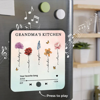 ''Grandma’s Garden'' - Personalized Music Magnet for Grandma with Floral Design