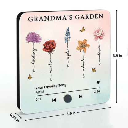 ''Grandma’s Garden'' - Personalized Music Magnet for Grandma with Floral Design