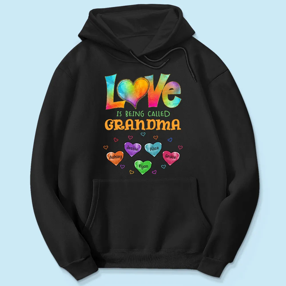 Personalized Classic Tee Love Is Being Called Grandma Rainbow Heart Shirt - Unique Gift for Grandma