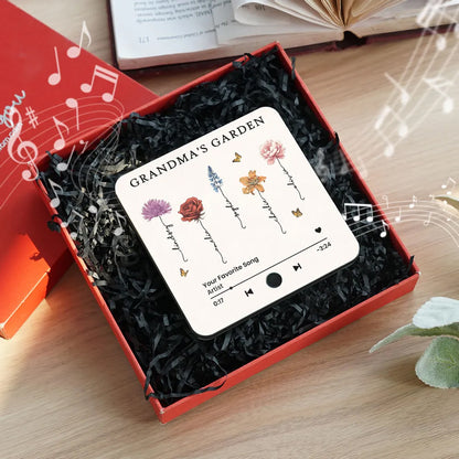 ''Grandma’s Garden'' - Personalized Music Magnet for Grandma with Floral Design