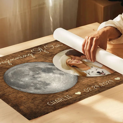 Personalized Couple Poster With Moon Phase & Photo, Custom Anniversary Wall Art, Romantic Unique Gift For Couples