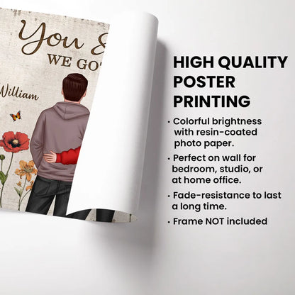 You & Me – We Got This Poster Custom Names, Poppy Flowers, Romantic Wall Art for Couples
