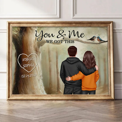 Personalized Couple Poster You & Me In Forest, Custom Names Art, Romantic Wall Decor, Unique Gift For Boyfriend, Girlfriend Or Spouse