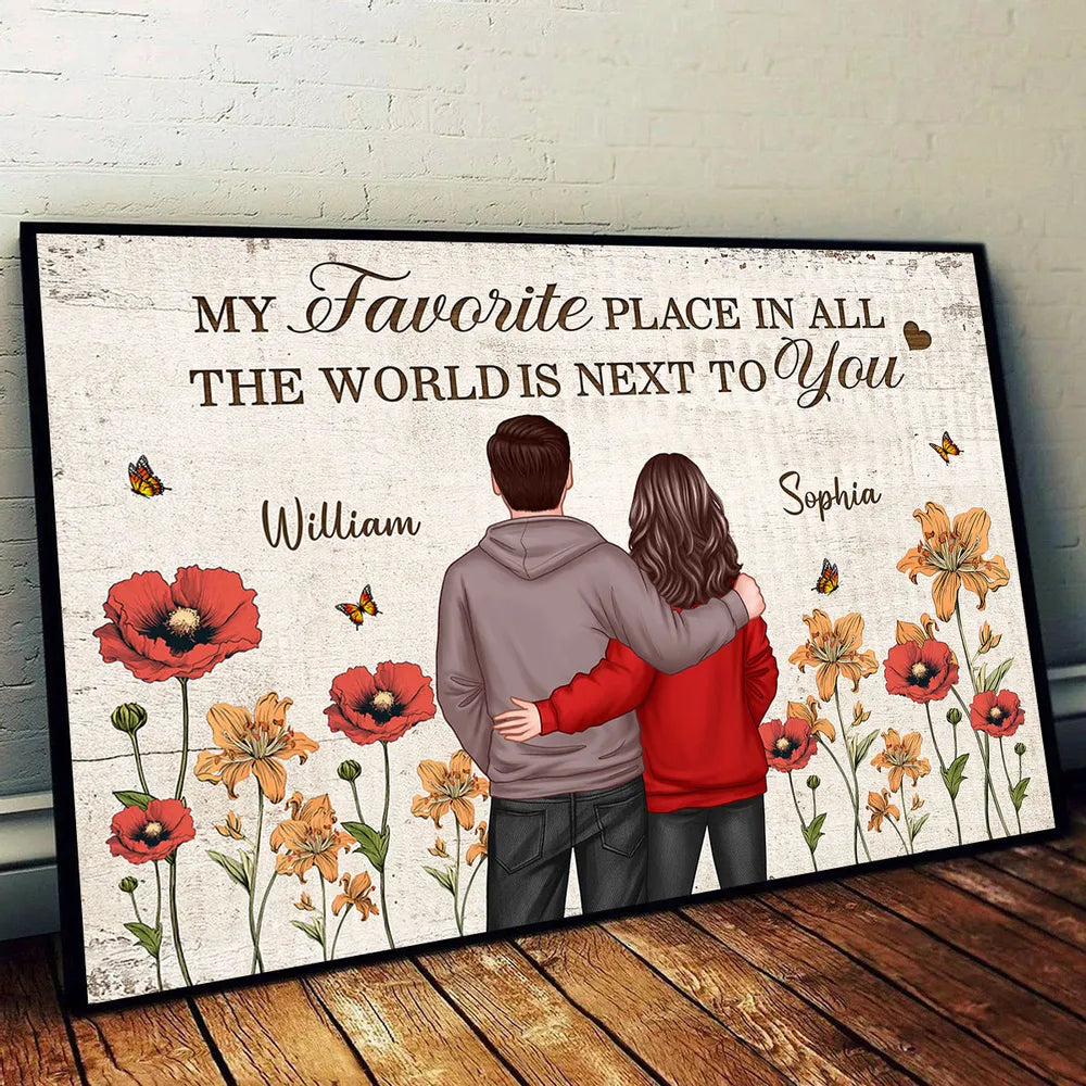 You & Me – We Got This Poster Custom Names, Poppy Flowers, Romantic Wall Art for Couples