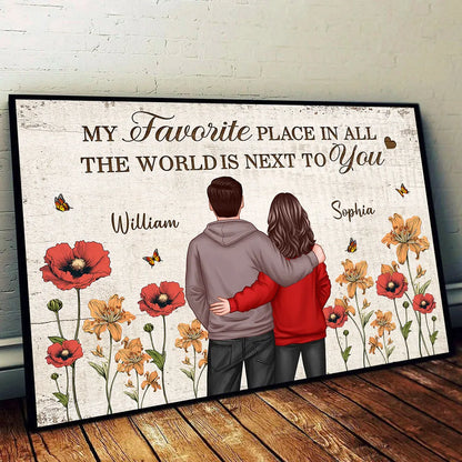 You & Me – We Got This Poster Custom Names, Poppy Flowers, Romantic Wall Art for Couples