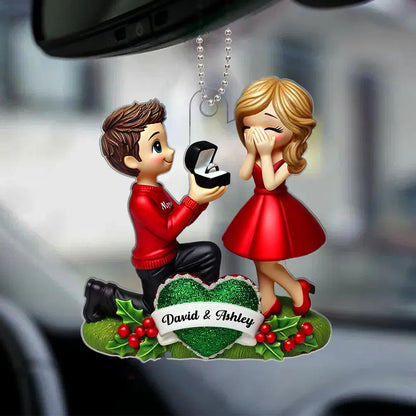 Engagement Proposal Ornament – Personalized Acrylic Ornament,  Custom Couple Keepsake