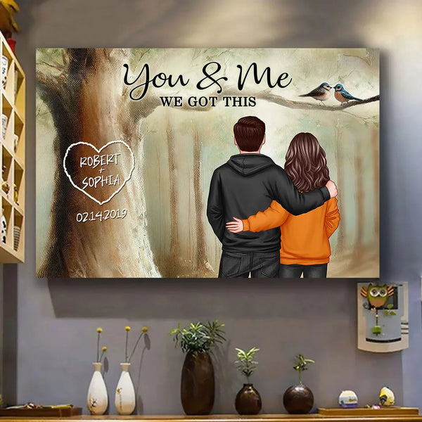 Personalized Couple Poster You & Me In Forest, Custom Names Art, Romantic Wall Decor, Unique Gift For Boyfriend, Girlfriend Or Spouse