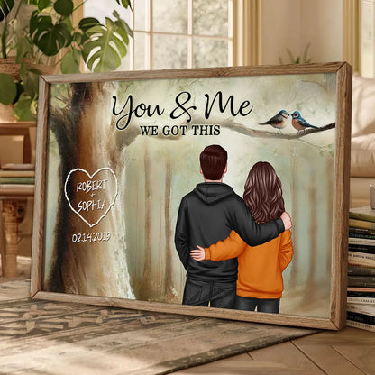 Personalized Couple Poster You & Me In Forest, Custom Names Art, Romantic Wall Decor, Unique Gift For Boyfriend, Girlfriend Or Spouse