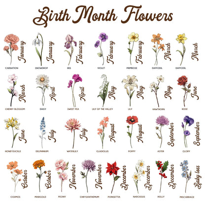 Rectangle Acrylic Block Plaque with Couple Back View and Monthly Flowers, High Clarity, Heartwarming Gift for Lovers