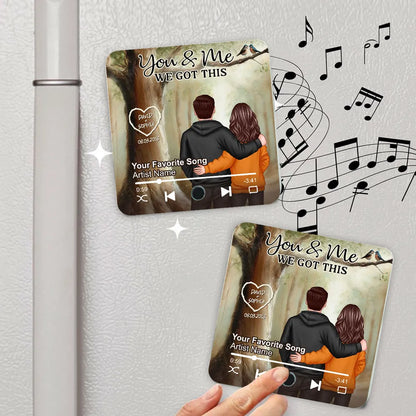 Personalized Acrylic Music Magnet – “You & Me We Got This” Couple Gift with Custom Names and Song