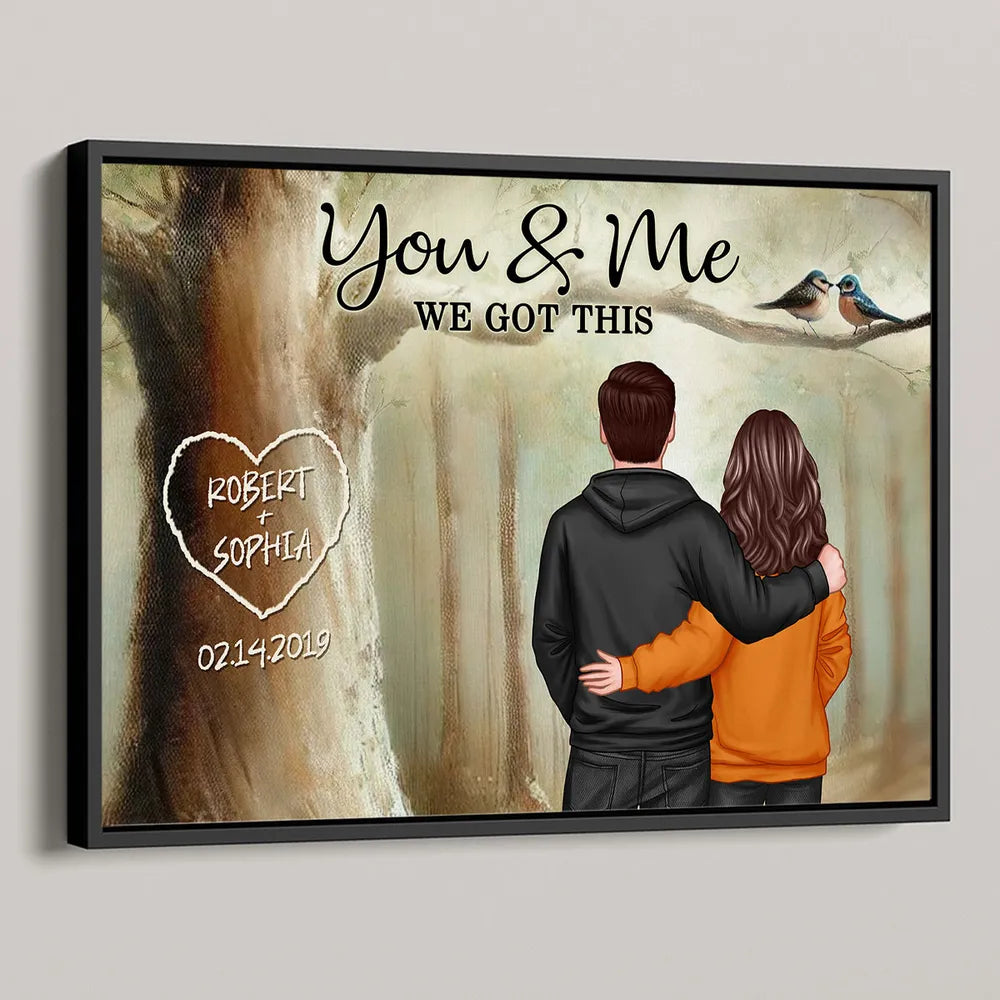 Personalized Couple Poster You & Me In Forest, Custom Names Art, Romantic Wall Decor, Unique Gift For Boyfriend, Girlfriend Or Spouse