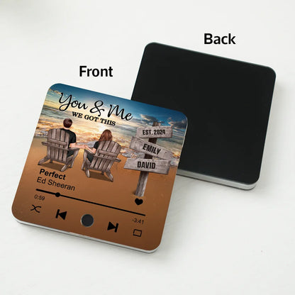 “You & Me, We Got This” Acrylic Music Magnet – Custom Couple Beach Scene – Personalized Gift for Loved Ones