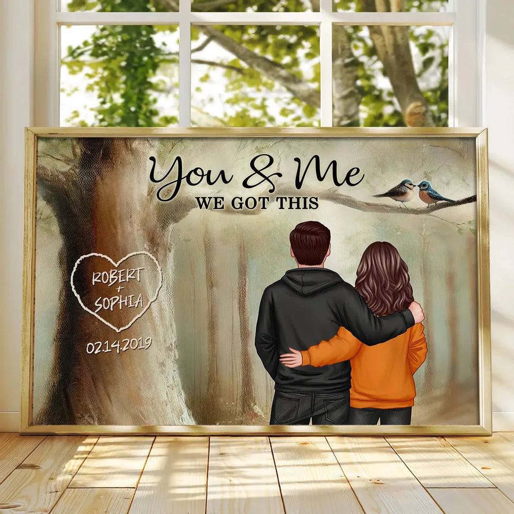 Personalized Couple Poster You & Me In Forest, Custom Names Art, Romantic Wall Decor, Unique Gift For Boyfriend, Girlfriend Or Spouse